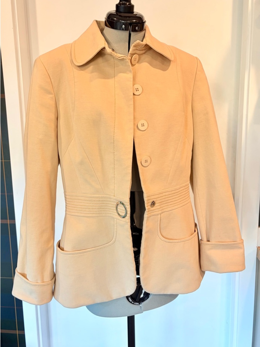 Carlisle Cotton&Cashmere Jacket, stitching details, cuffs,silver hardware,6, EUC - Picture 12 of 14